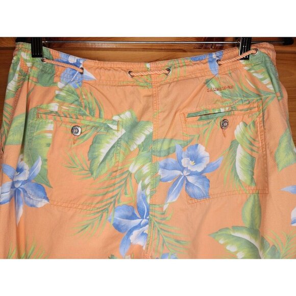 Lauren Ralph Lauren Floral Capris Pants 12 Orage Cotton Beach Drawstring 90s - Picture 9 of 16